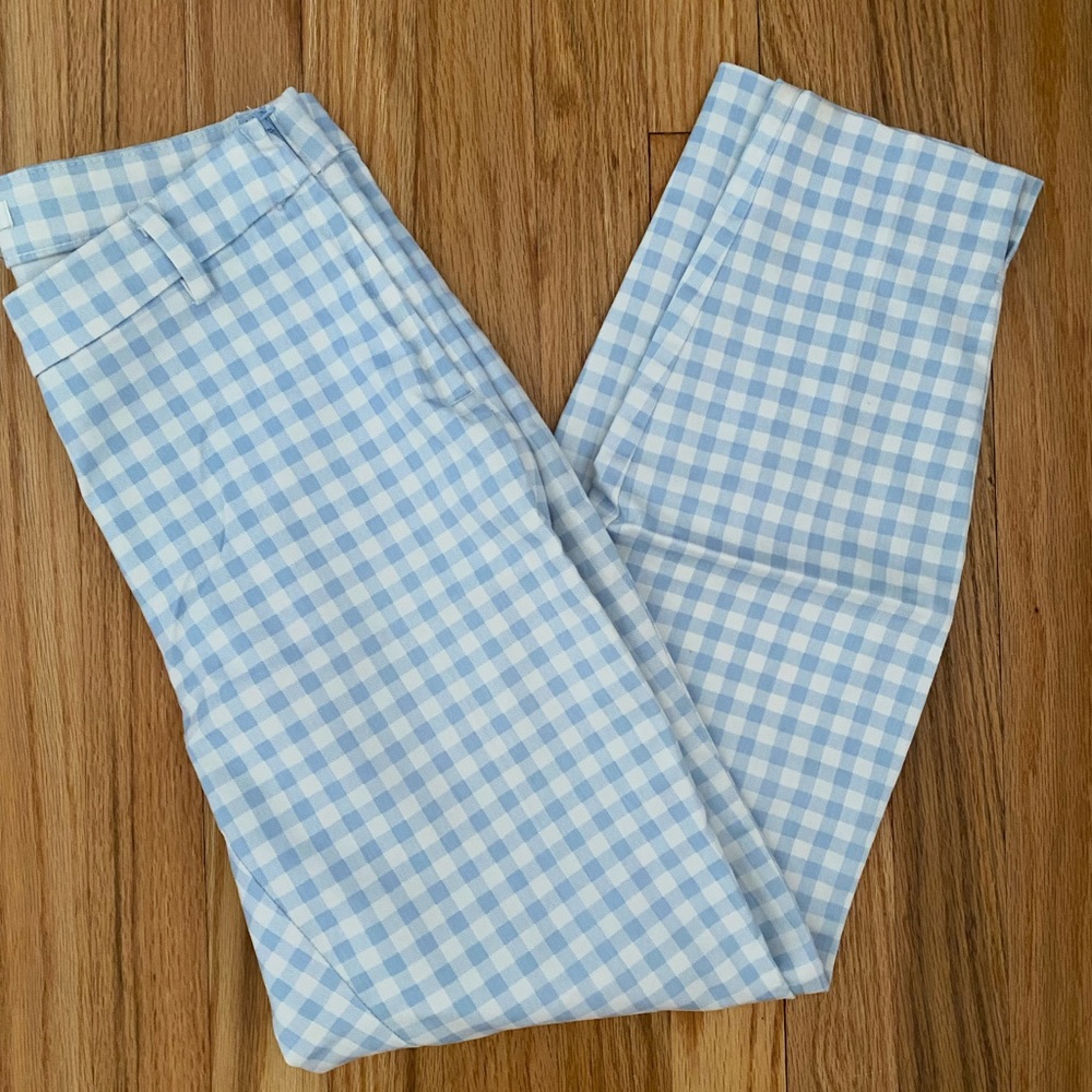 High-Rise Gingham Checker Skinny Ankle Pant
